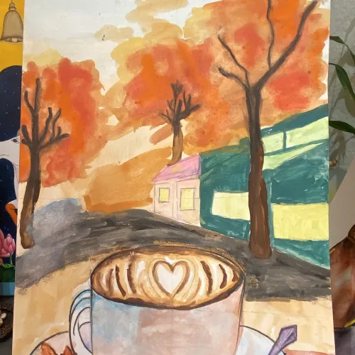 October Fall Camp student artwork at Nili's Art Studio, Cedar Park