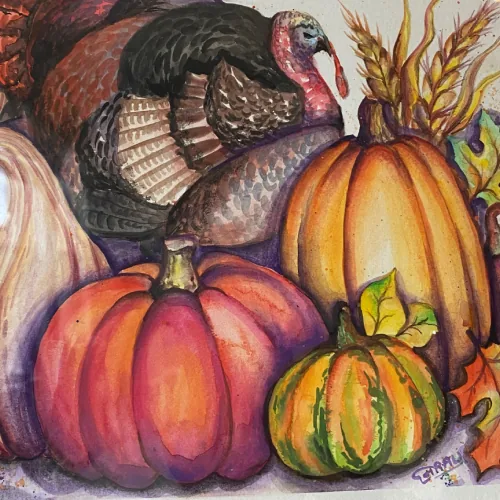 Thanksgiving Camp student artwork at Nili's Art Studio, Cedar Park